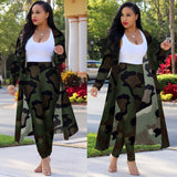 Women Print Long Sleeved Cardigan Summer Two Piece Set