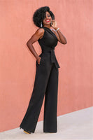 One Shoulder Belt Wide Leg Elegant Jumpsuits