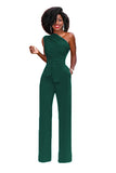 One Shoulder Belt Wide Leg Elegant Jumpsuits