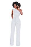 One Shoulder Belt Wide Leg Elegant Jumpsuits