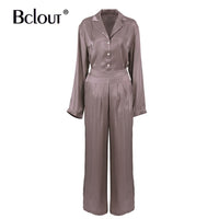 Vintage Elegant Long Sleeve Top And High Waist Pants 2 Piece Set