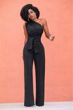 One Shoulder Belt Wide Leg Elegant Jumpsuits