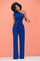 One Shoulder Belt Wide Leg Elegant Jumpsuits